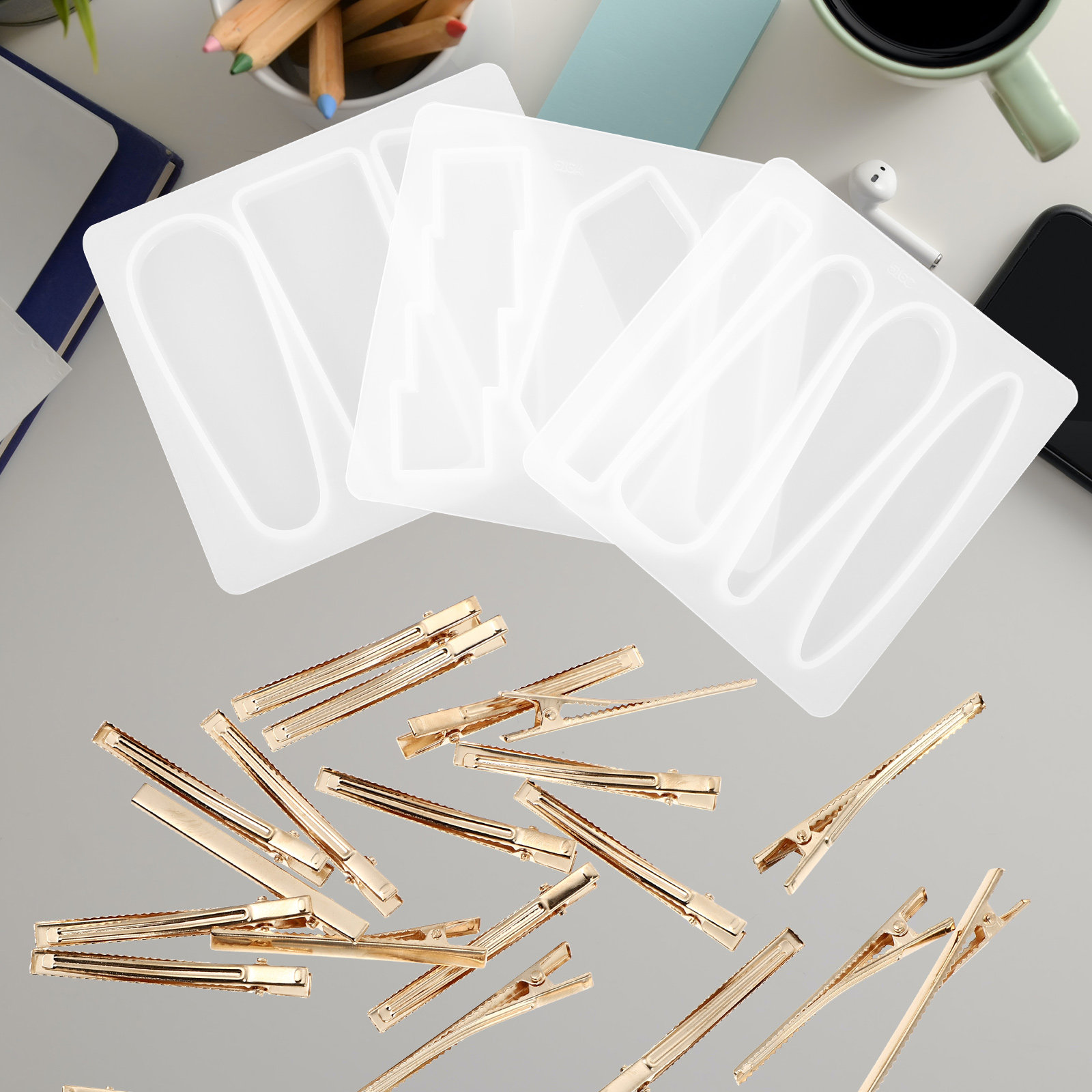 Resin Crafts Diy - 1 Set Silikon-Haarspangenform, DIY-Kunstform für handgemachte